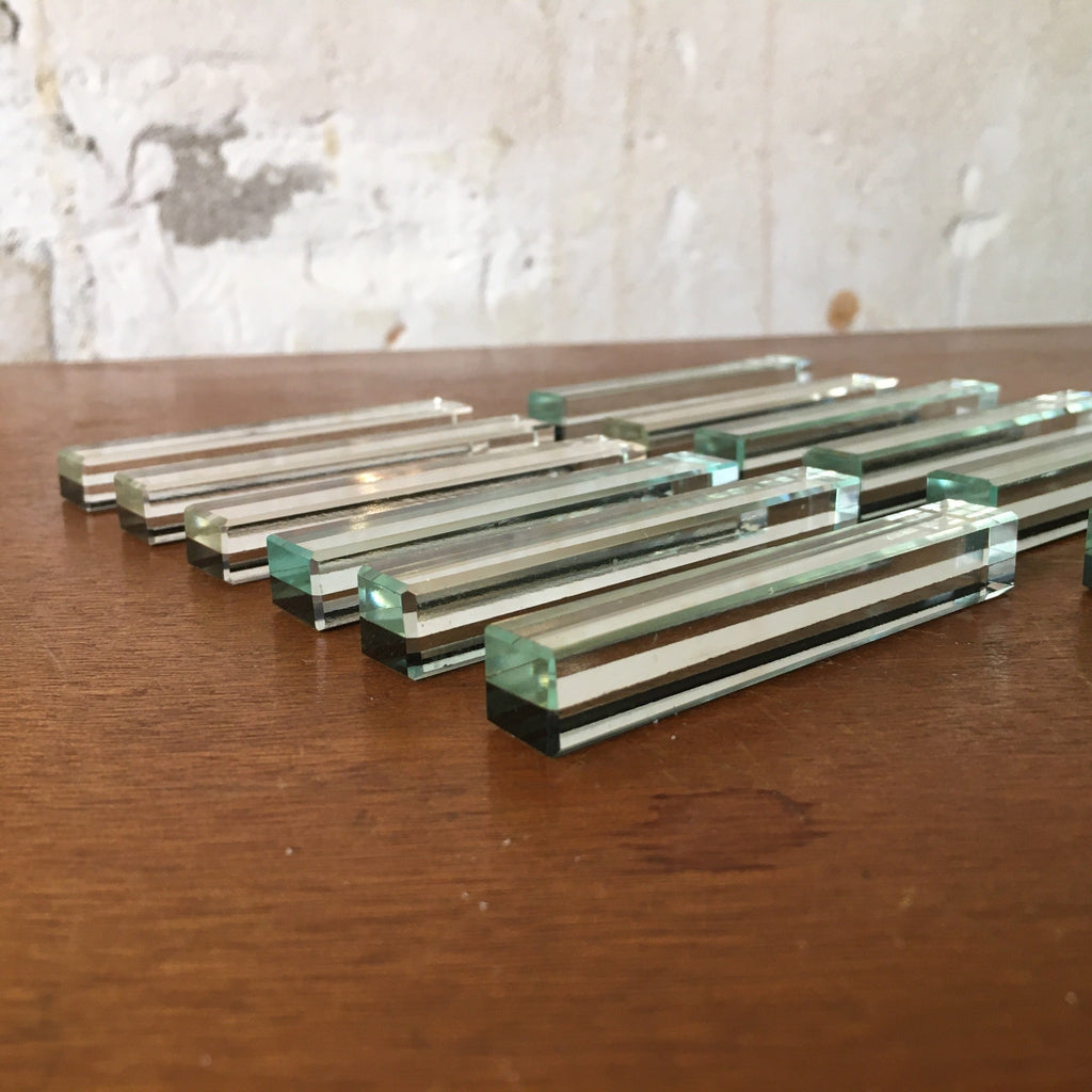 Porte-couteaux carrés en verre et miroir Art Déco