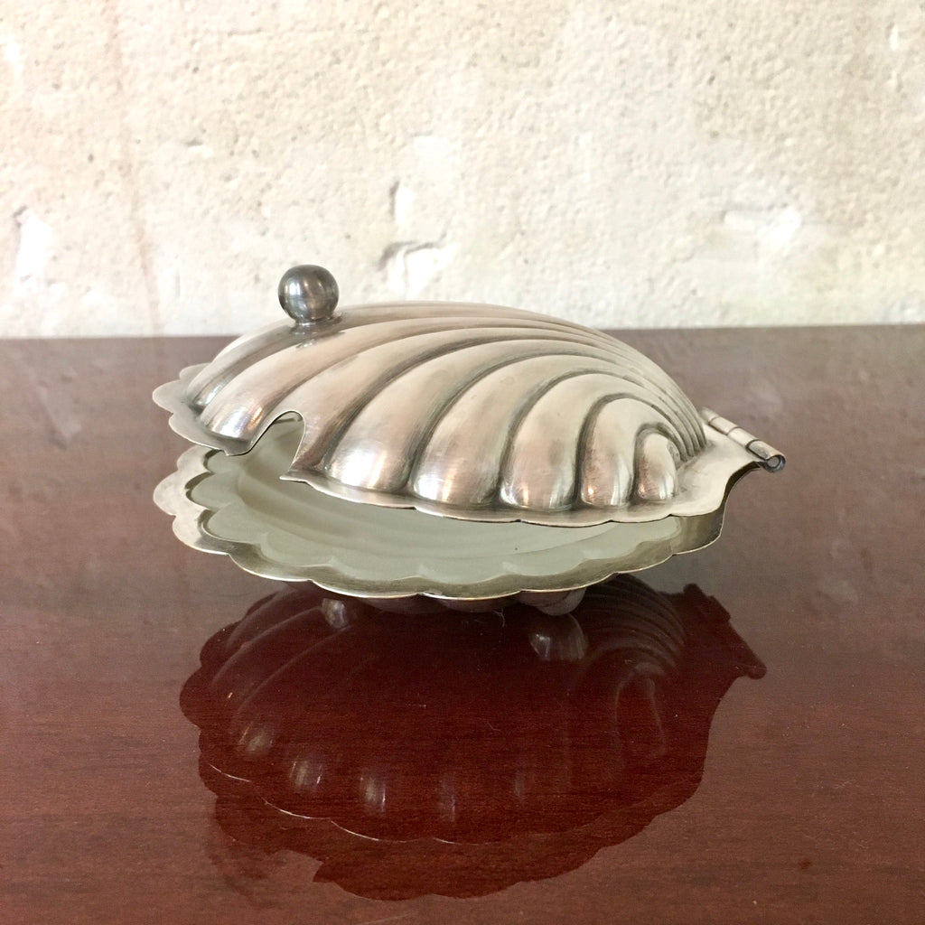 Beurrier métal argenté coquille Saint-Jacques