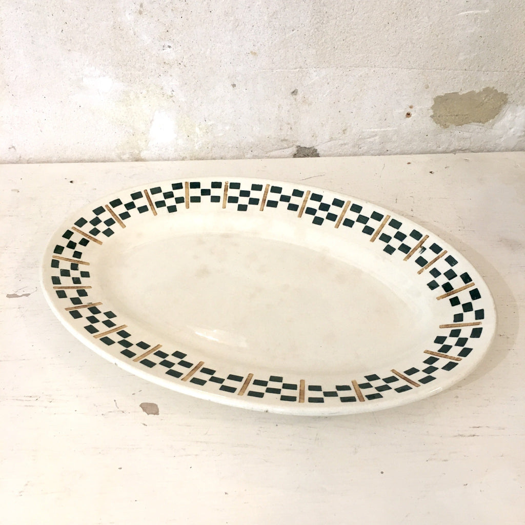 Plat de service oval Chantilly Terre de Fer HBC en faïence