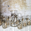 Service à orangeade vintage en verre décor palmiers dorés
