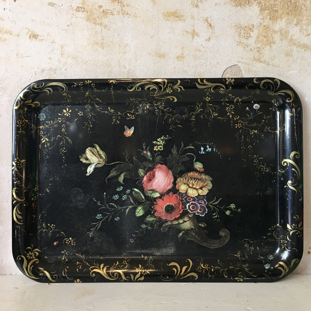 Plateau en tôle peinte style Napoléon III