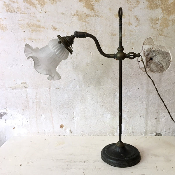 Lampe de bureau col de cygne abat-jour pâte de verre