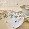 Ensemble de 2 tasses et sous-tasses porcelaine de Limoges blanc et doré