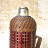 Bouteille thermos vintage années 1950 1960 en osier tressé