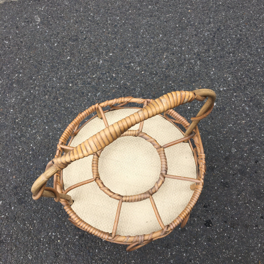 Bar portable rond en rotin