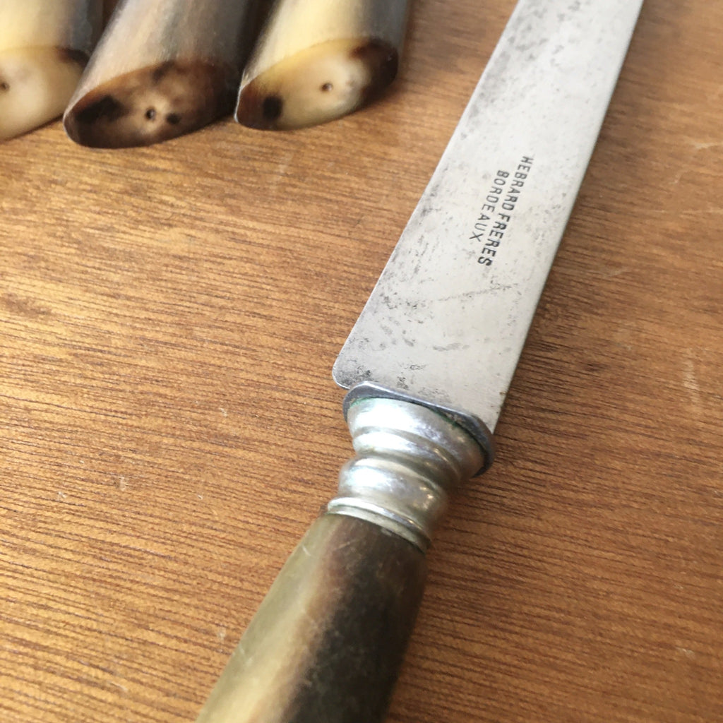 Ensemble de 6 couteaux manche en corne Hébrard