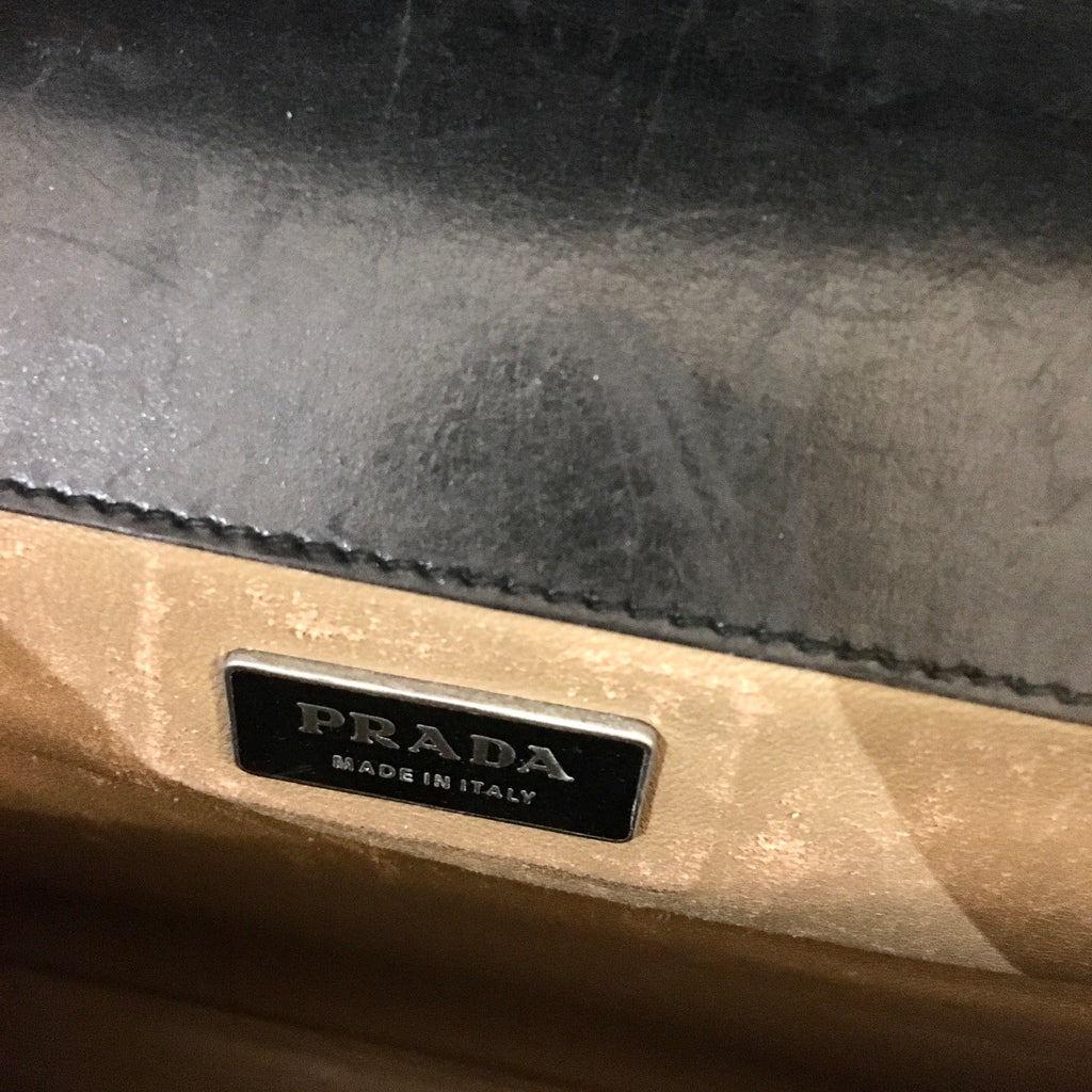 Cartable cuir Prada noir