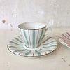 Paire de tasses et soucoupes Digoin rayées