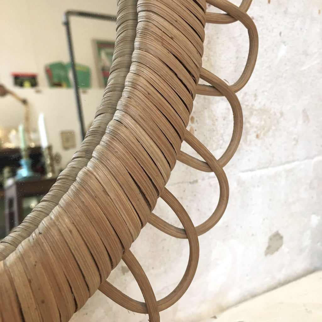 MIroir fleur en osier vintage