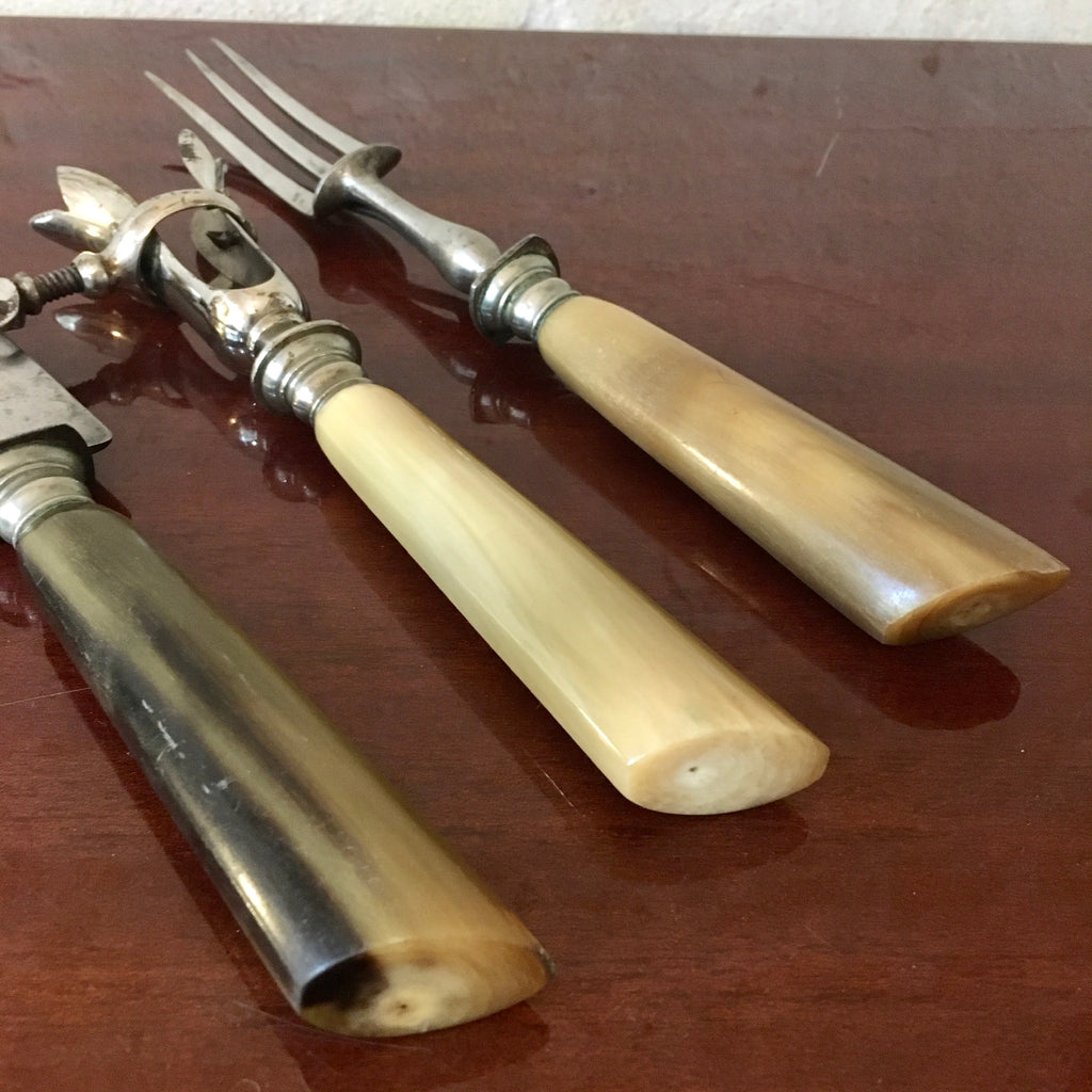 Ancien service à gigot manche en corne