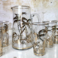 Service à orangeade vintage en verre décor palmiers dorés