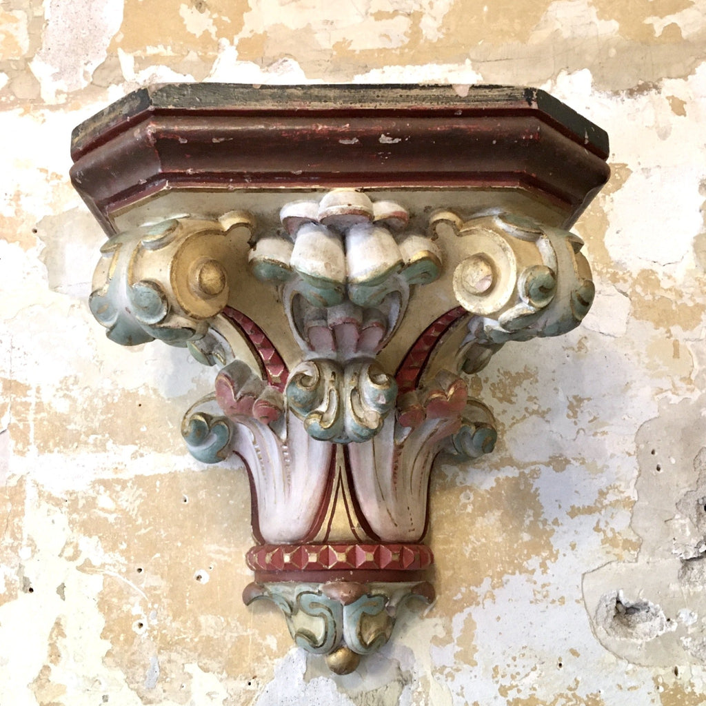 Console murale d'Église plâtre polychrome