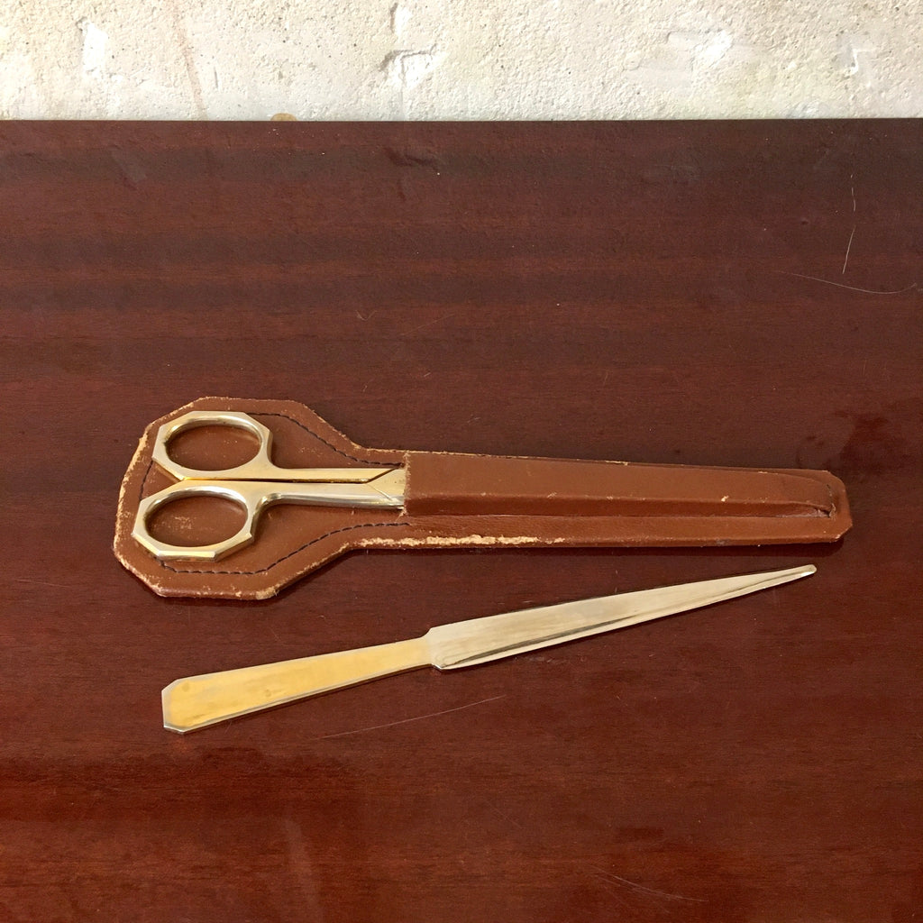 Set de bureau en métal doré