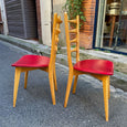 Paire de chaises vintage skaï rouge années 60