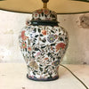 Grande lampe à poser abat-jour tissu et corps en porcelaine