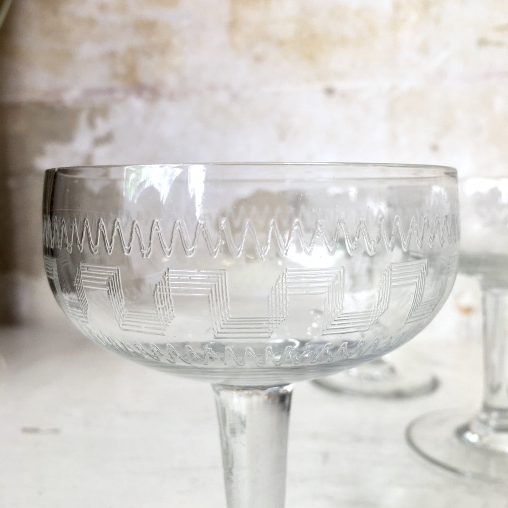 Coupe à champagne en cristal gravé Napoléon III