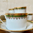 Lot de 6 tasses à thé en porcelaine de Limoges vert et doré