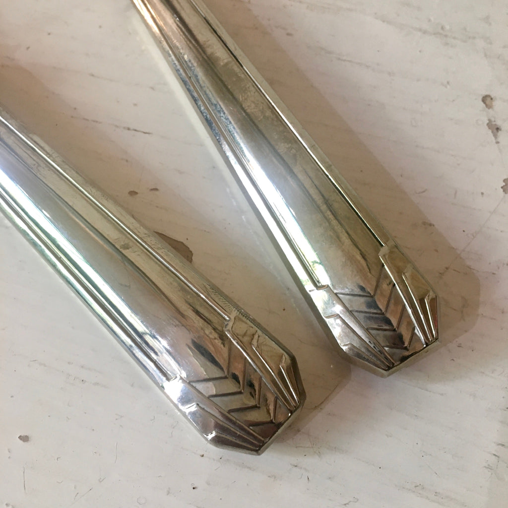 Service à fraises en métal argenté Art Déco