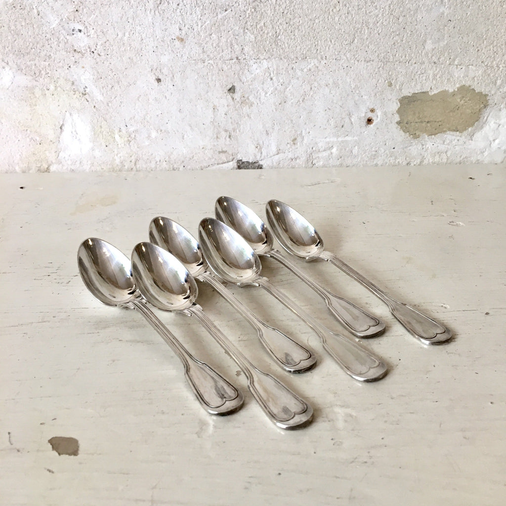 Ensemble de 6 grandes cuillères en métal argenté MF