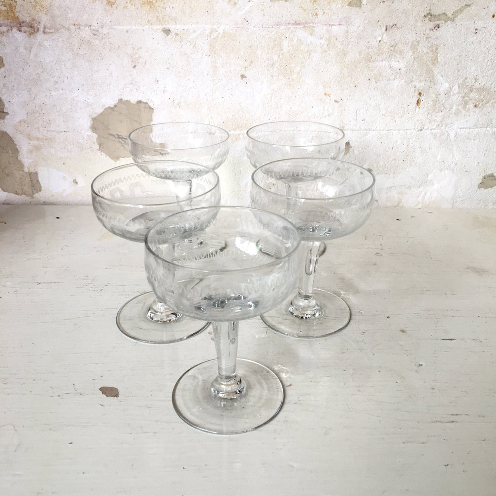 Coupe à champagne en cristal gravé Napoléon III