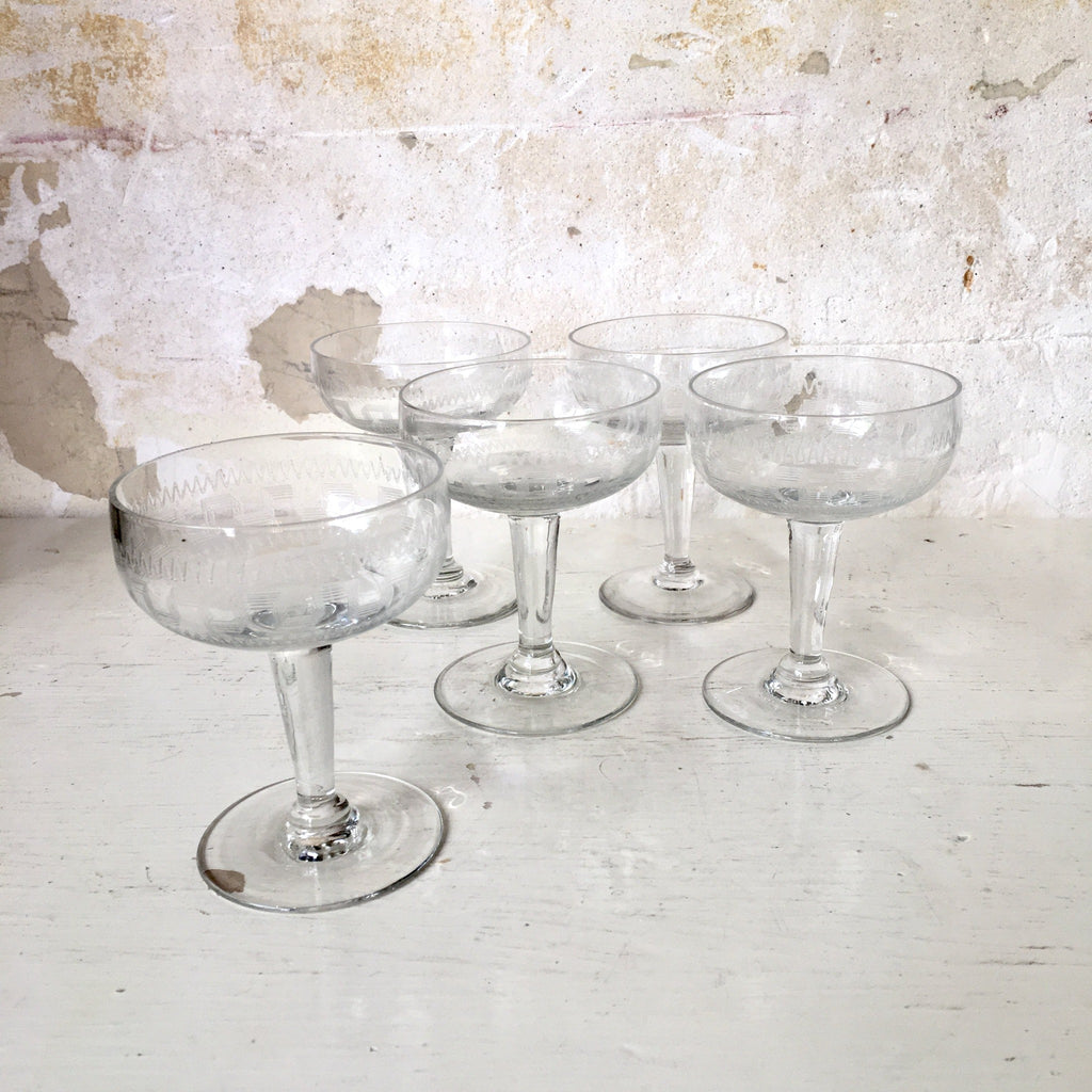 Coupe à champagne en cristal gravé Napoléon III