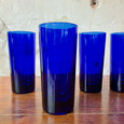 Lot de 5 verres bleus en verre de Reims