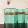 Lot de 6 verres à orangeade vert et doré.