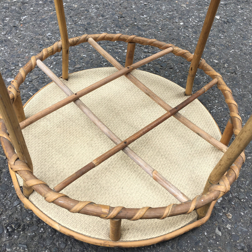 Bar portable rond en rotin