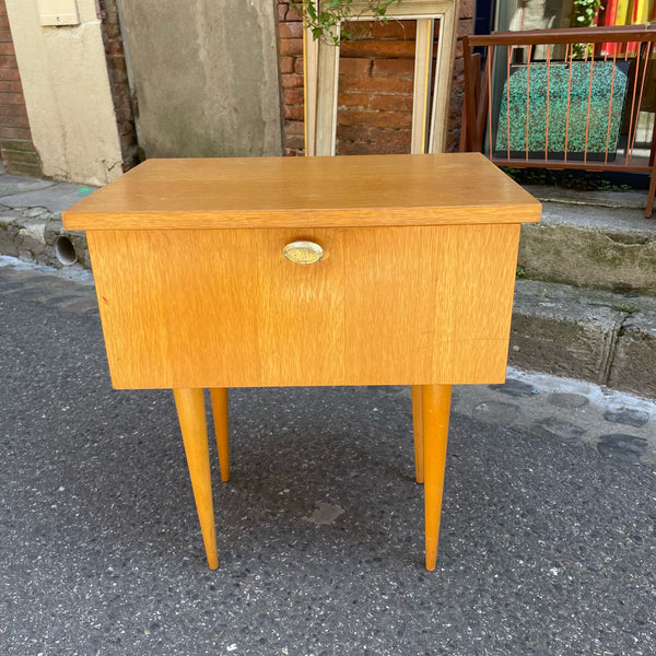 Table de nuit bois blond vintage