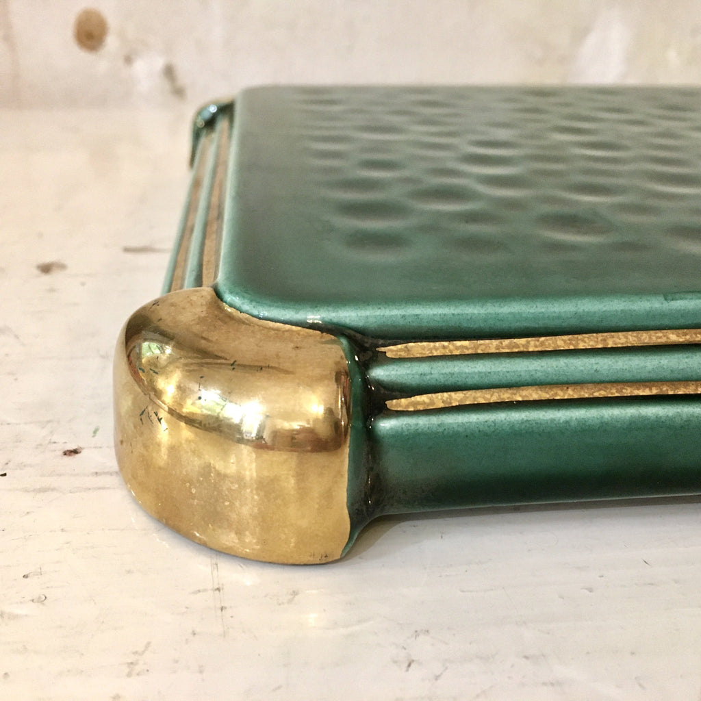 Dessous de plat en faïence vert foncé