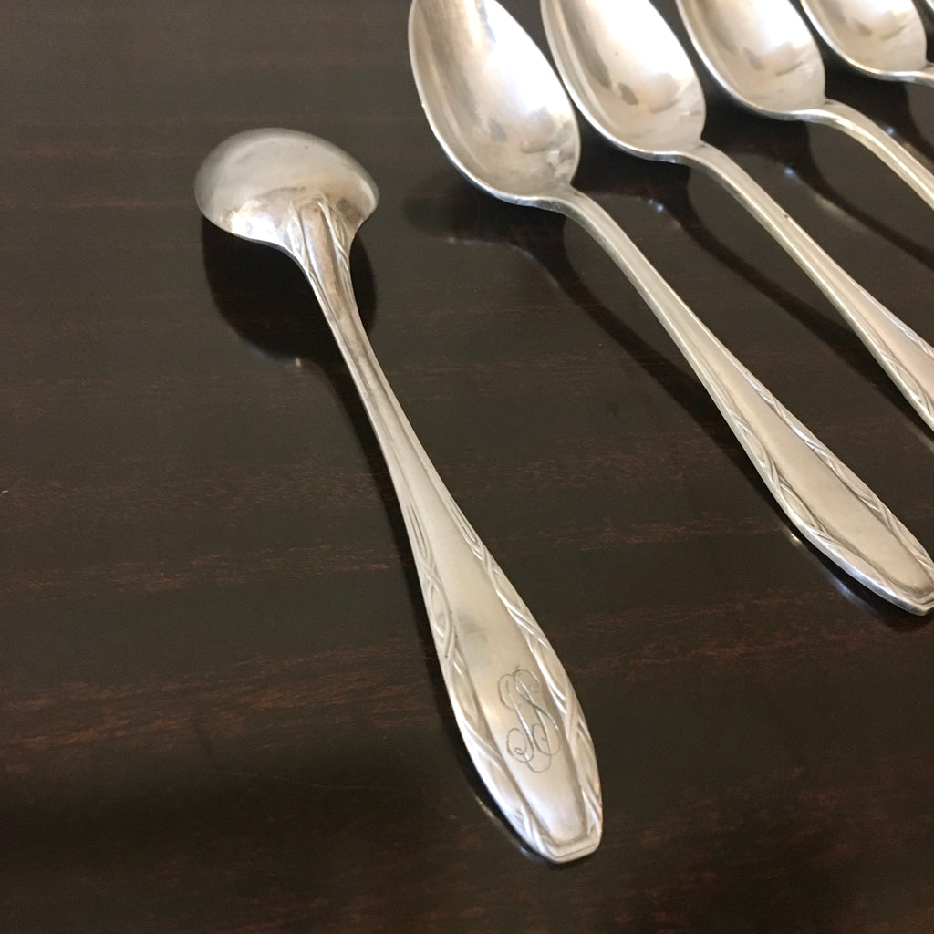 Lot de 6 petites cuillères Argental monogrammées