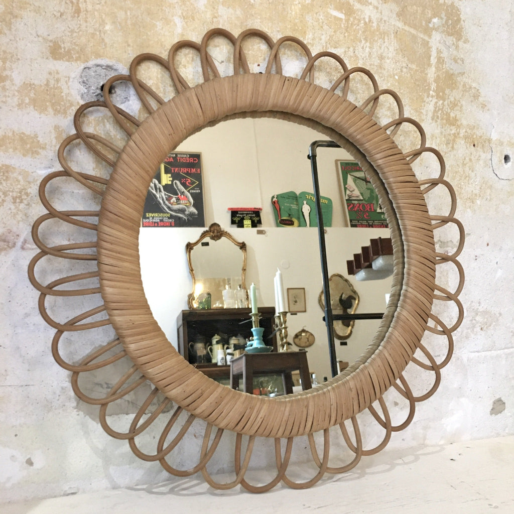 Miroir fleur en osier