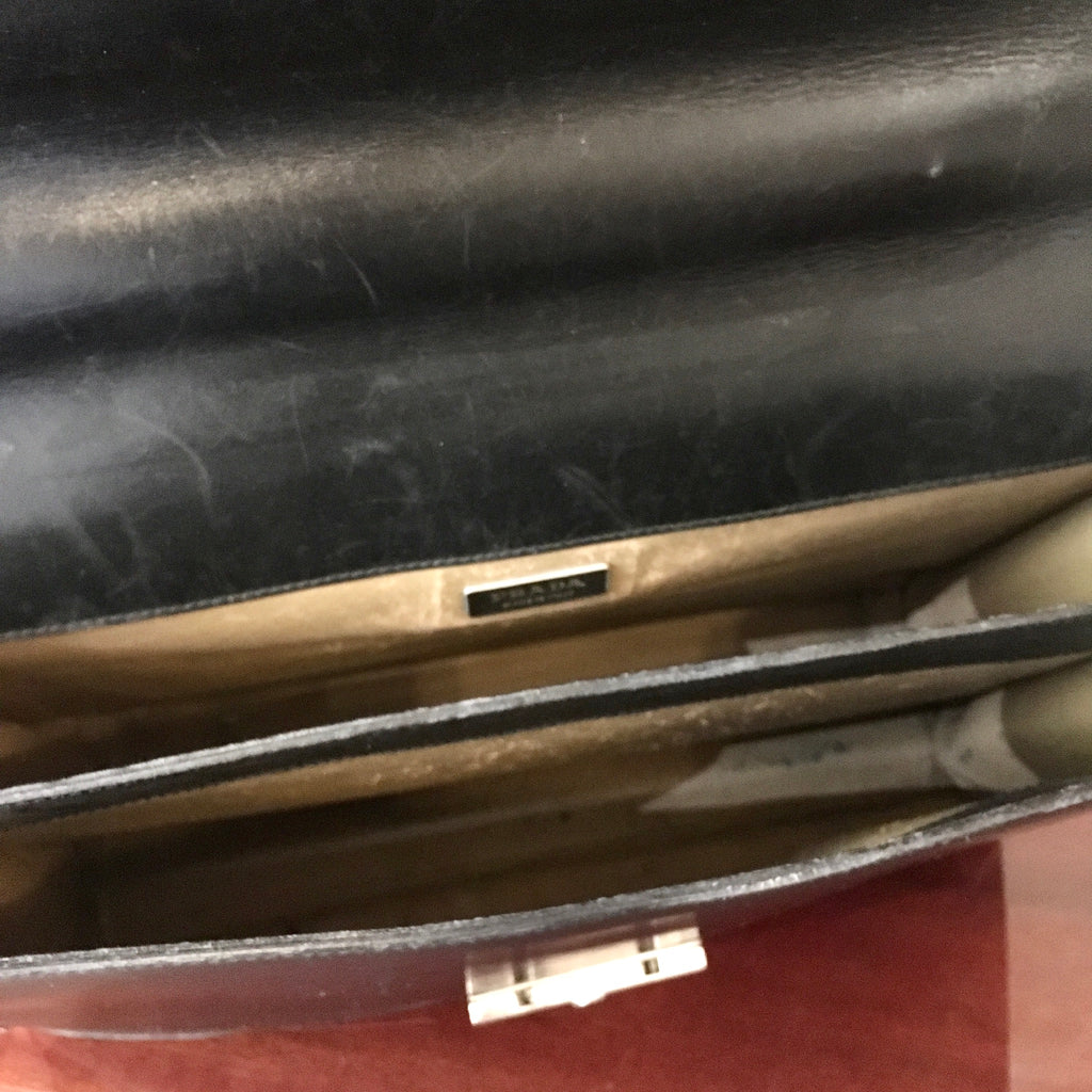 Cartable cuir Prada noir