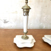 Paire de chandeliers en marbre, bronze et laiton style Louis XVI