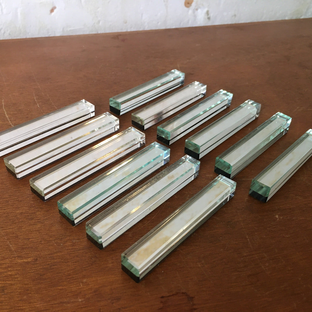 Porte-couteaux carrés en verre et miroir Art Déco