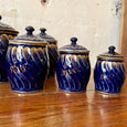 Série de 6 pots à épices bleu de four et doré