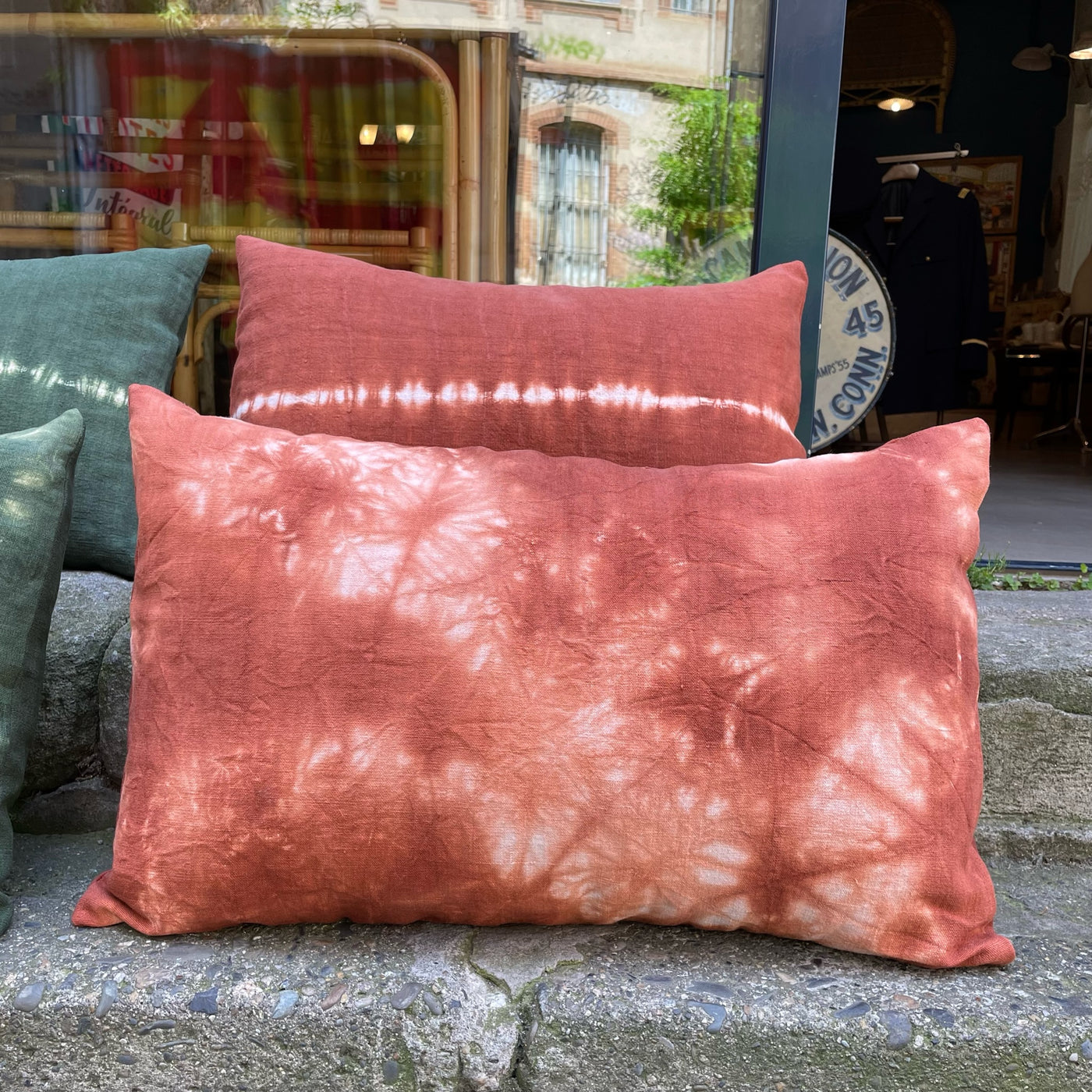 Coussin teint Tie and dye - Terracotta