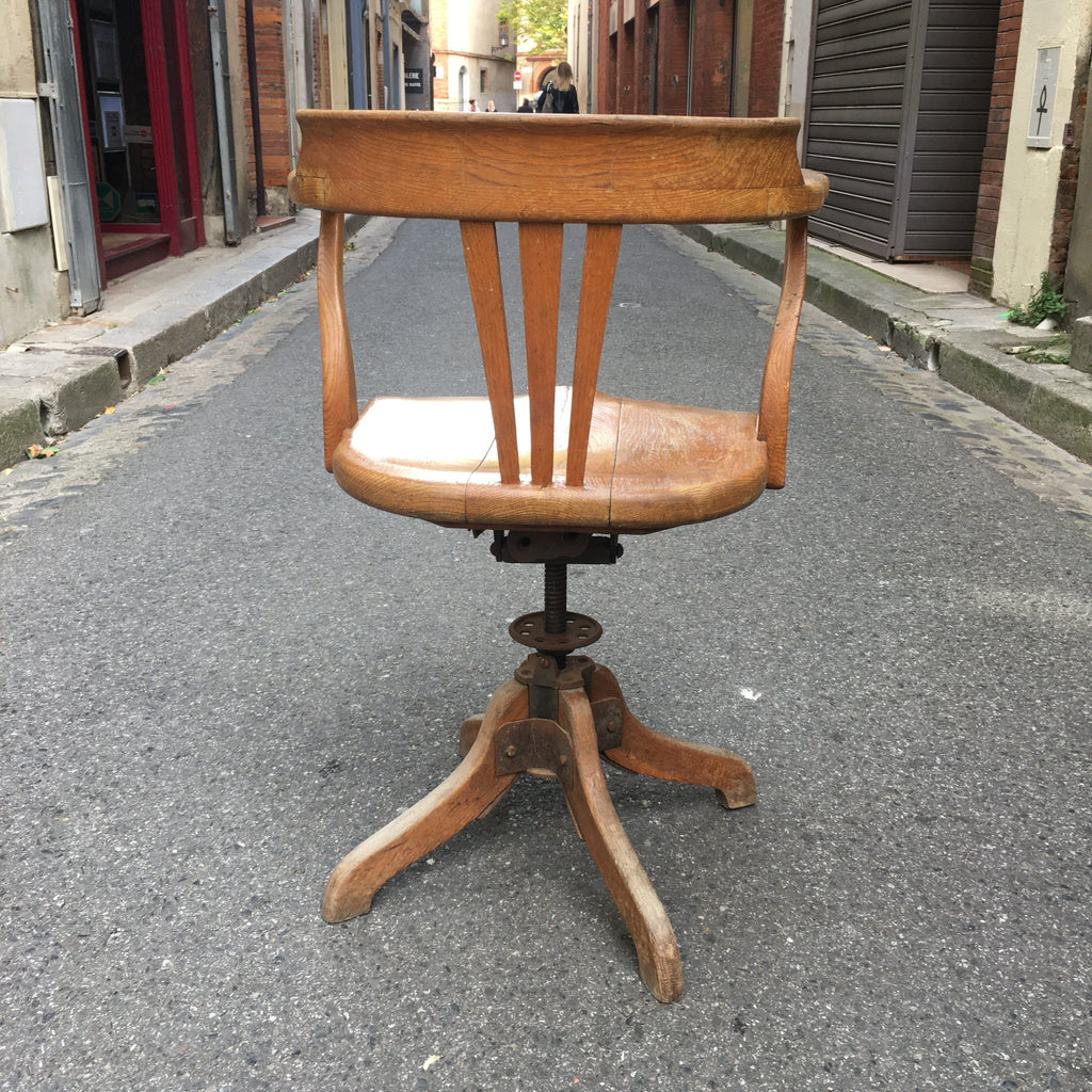 Fauteuil de bureau en bois pivotant