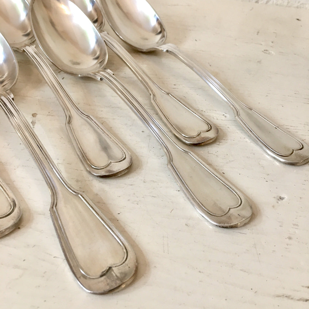 Ensemble de 6 grandes cuillères en métal argenté MF
