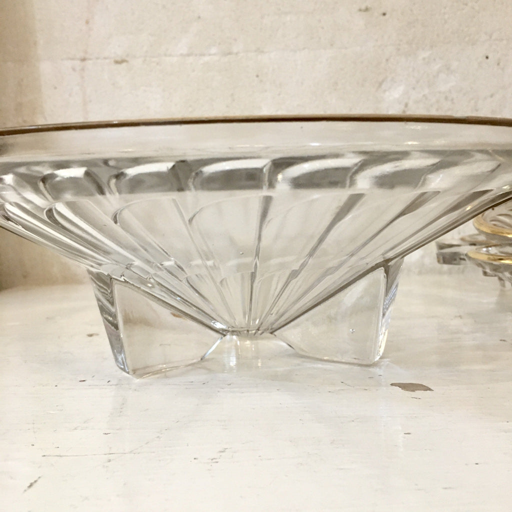 Service à fruits en verre moulé