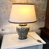 Grande lampe à poser abat-jour tissu et corps en porcelaine
