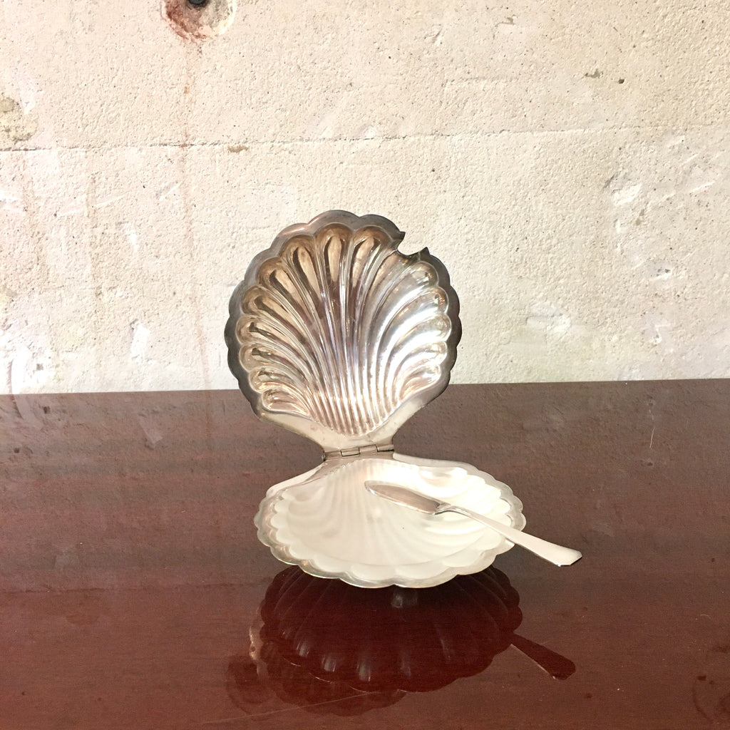 Beurrier métal argenté coquille Saint-Jacques