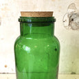 Grand bocal avec bouchon en verre moulé de couleur verte