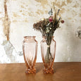 Grand vase en verre rose transparent Art Déco