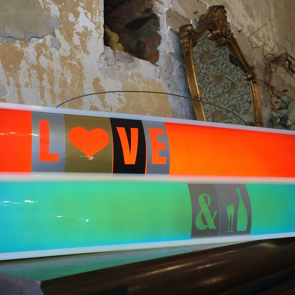 Boîte lumineuse vintage " love & champagne "