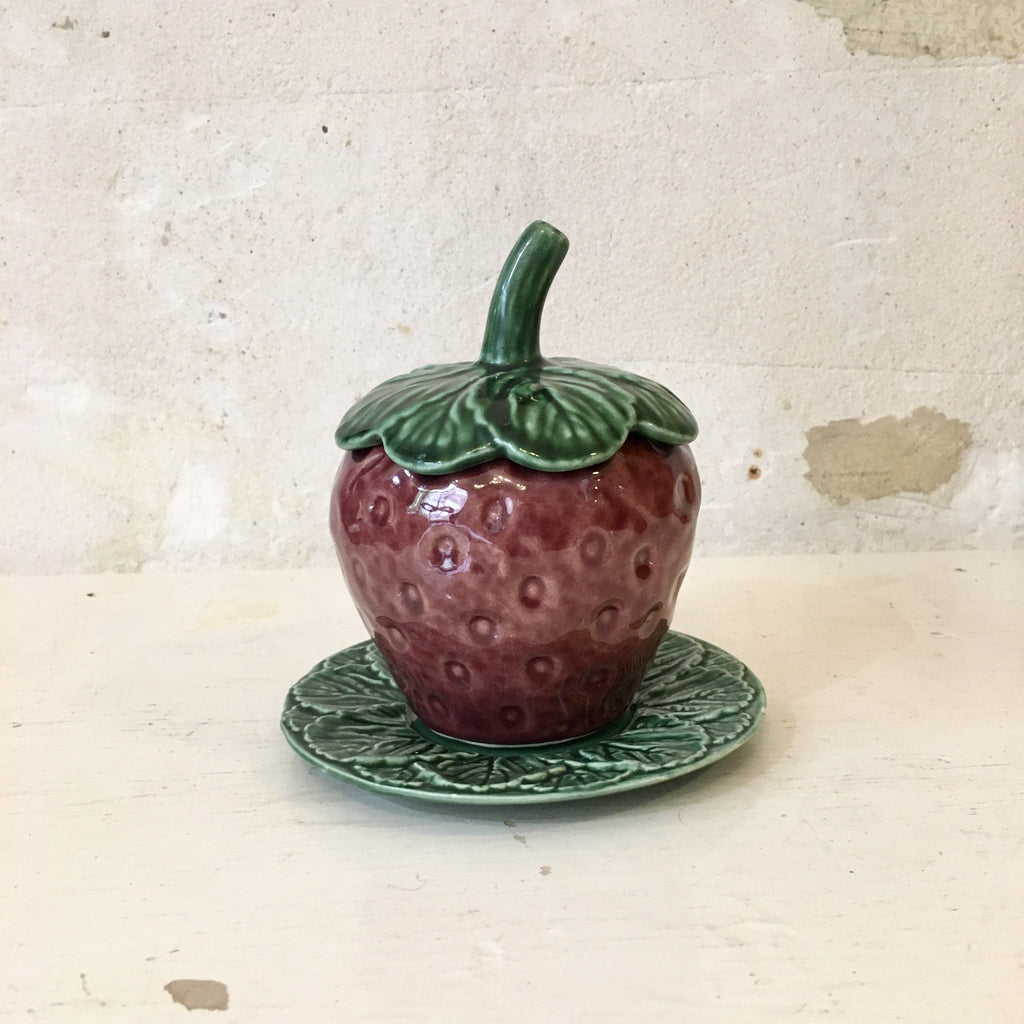 Sucrier en barbotine fraise