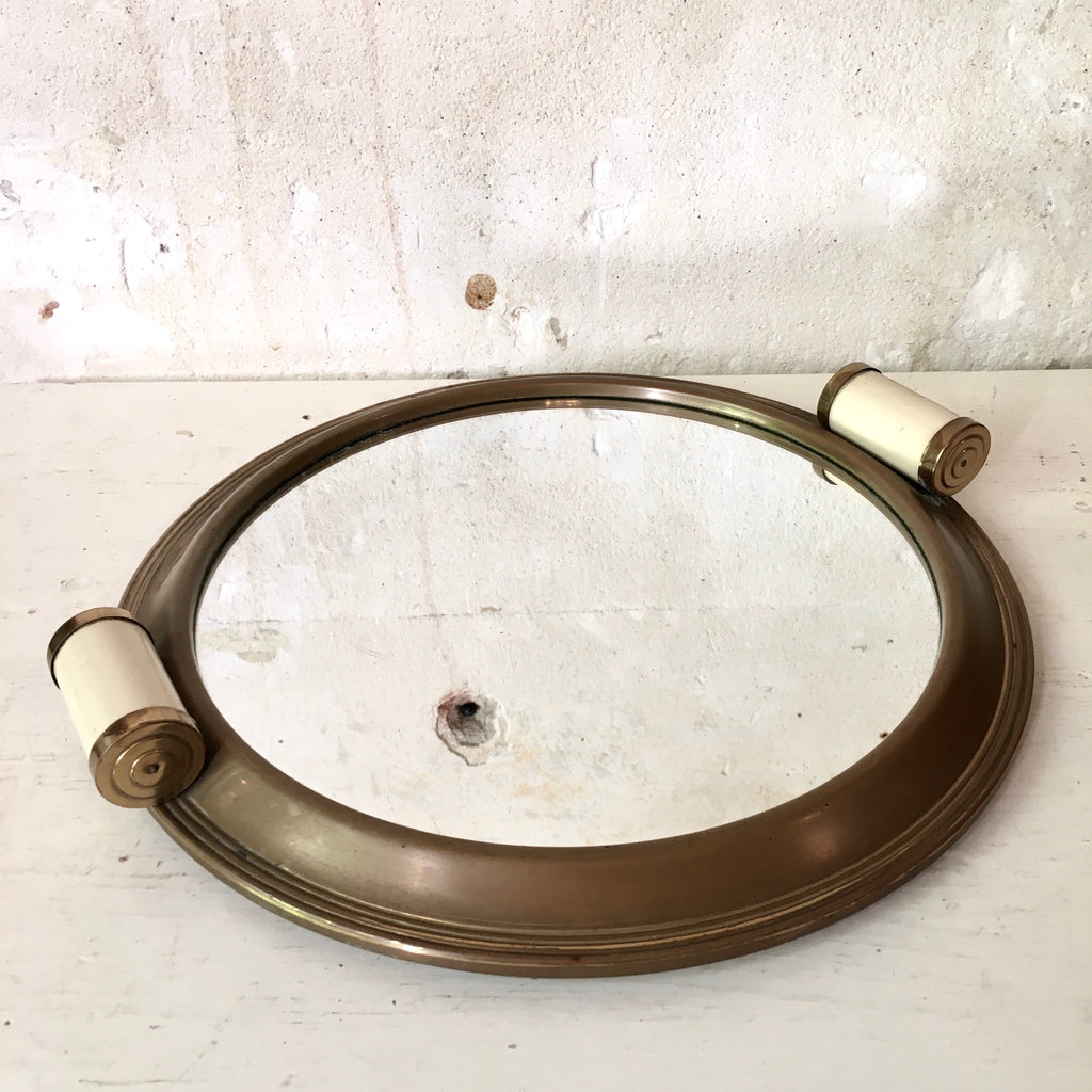 Plateau de service pour apéritif en métal, 5 compartiments Art Déco