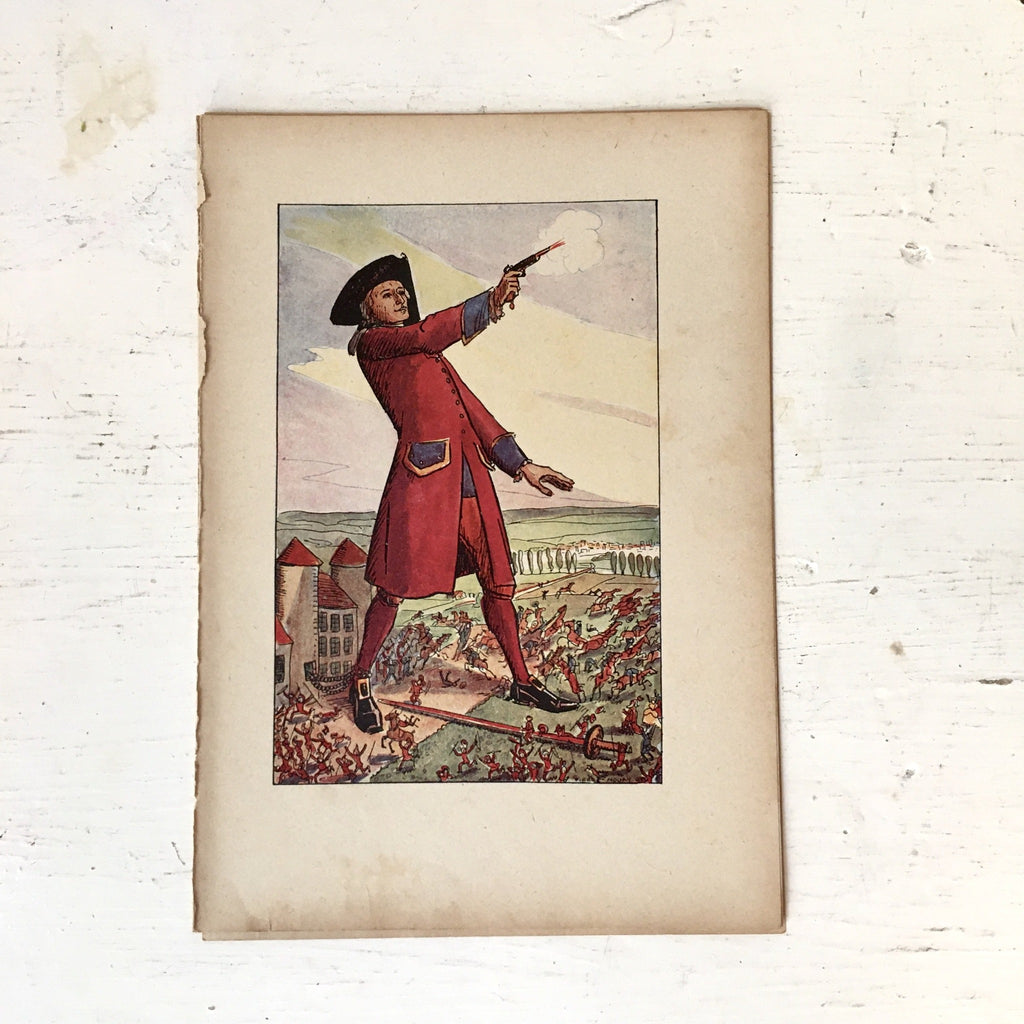 Planche illustrée de Pierre Noury 1931 - Gulliver à Lilliput de Swift