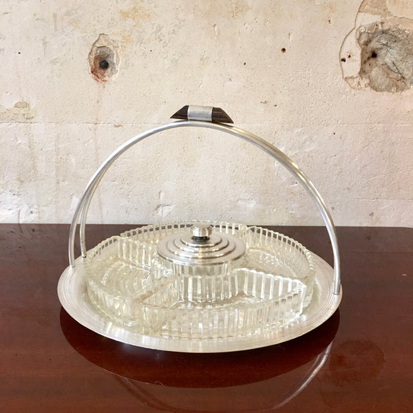 Serviteur à apéritif en métal argenté