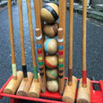 Chariot jeu de croquet en bois